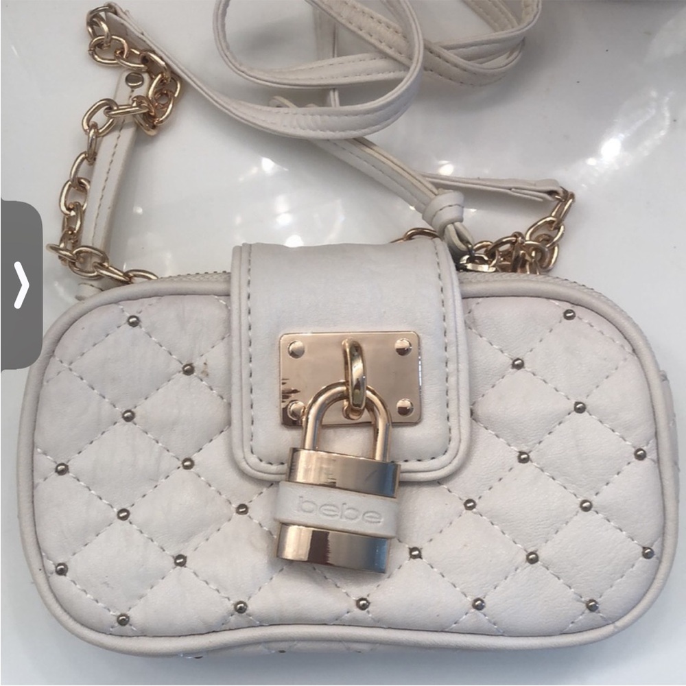 Bebe White Quilted Crossbody Bag